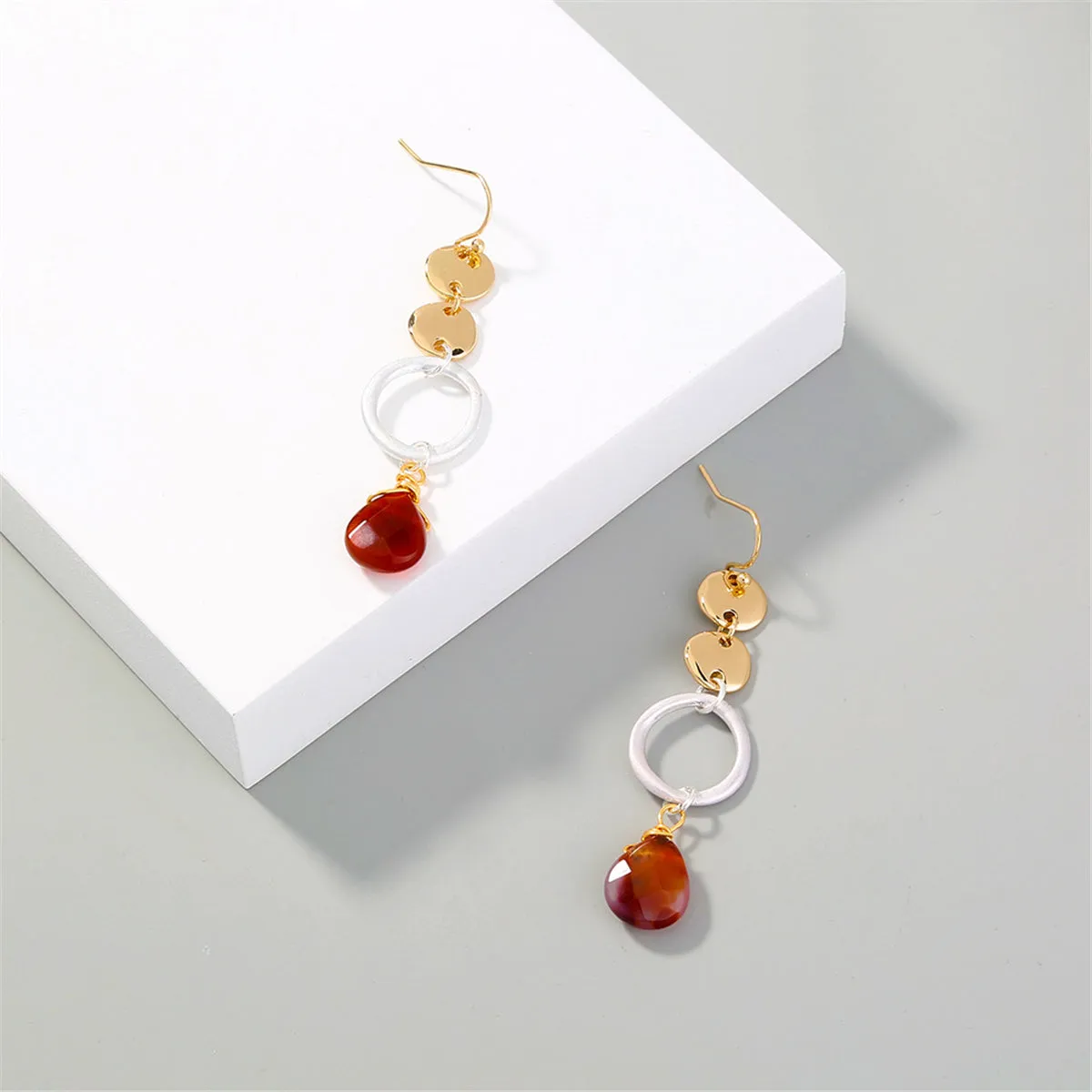 Red Crystal & 18K Gold-Plated Drop Earrings