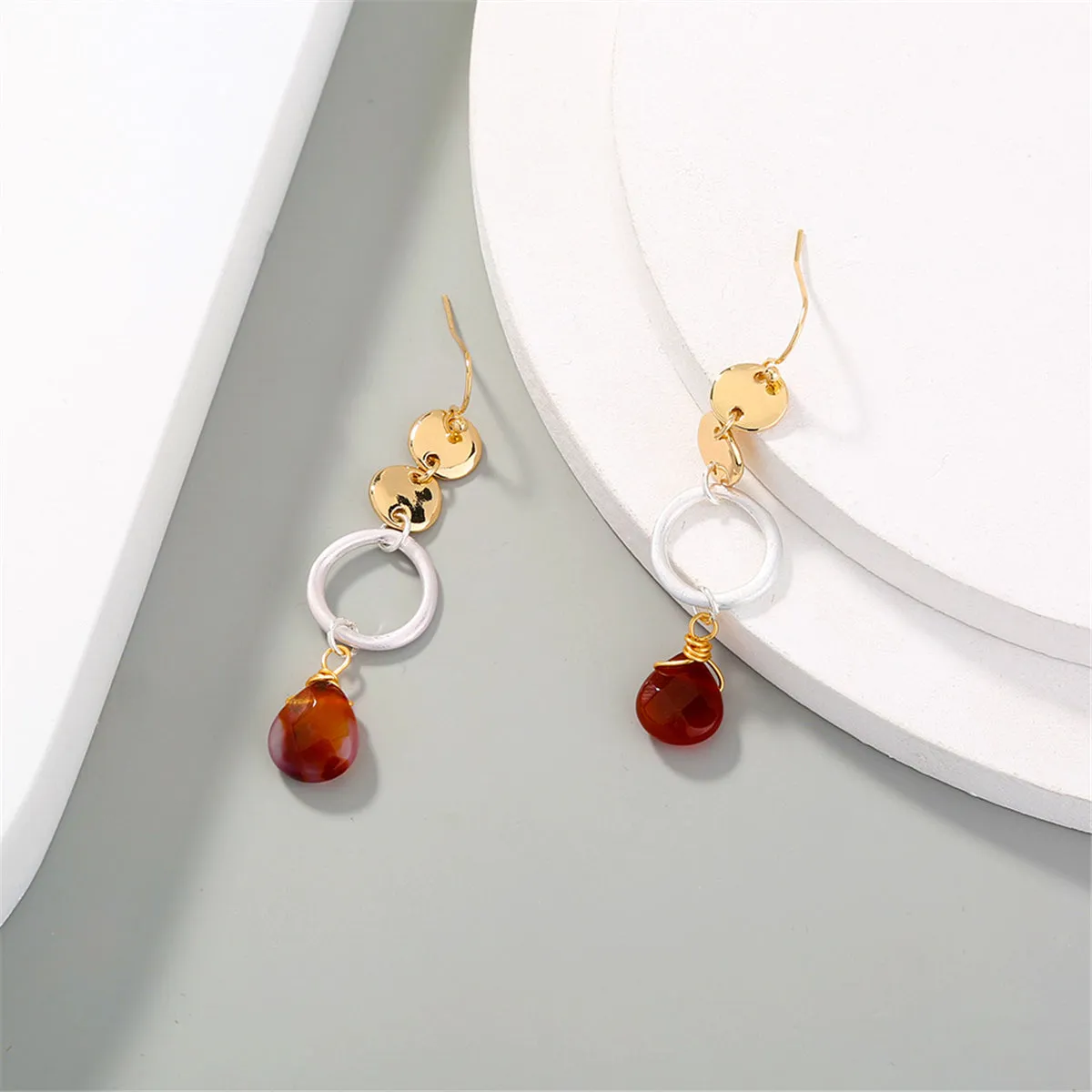Red Crystal & 18K Gold-Plated Drop Earrings