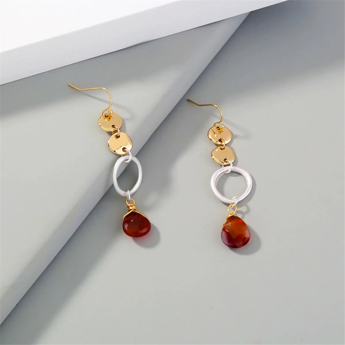 Red Crystal & 18K Gold-Plated Drop Earrings