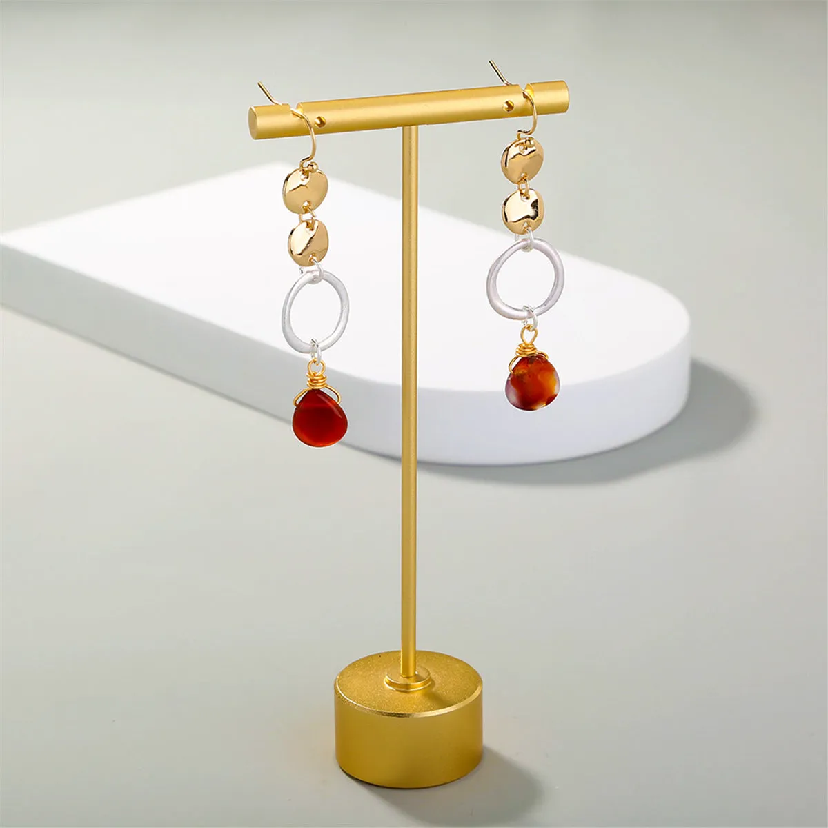 Red Crystal & 18K Gold-Plated Drop Earrings