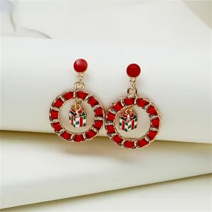 Red Ribbon & Enamel 18K Gold-Plated Gift Box Figaro Drop Earrings