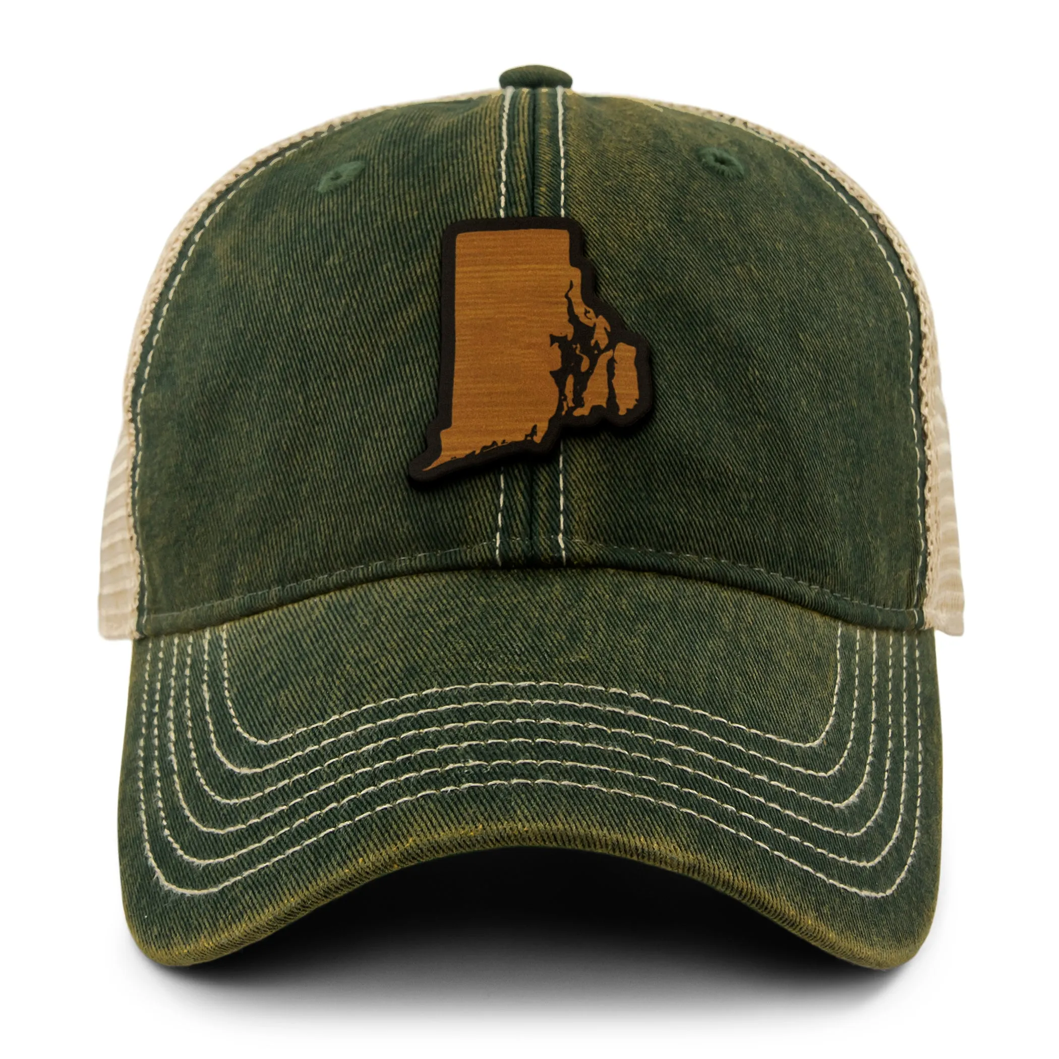 Rhode Island State Wood Grain Patch Dirty Water Trucker
