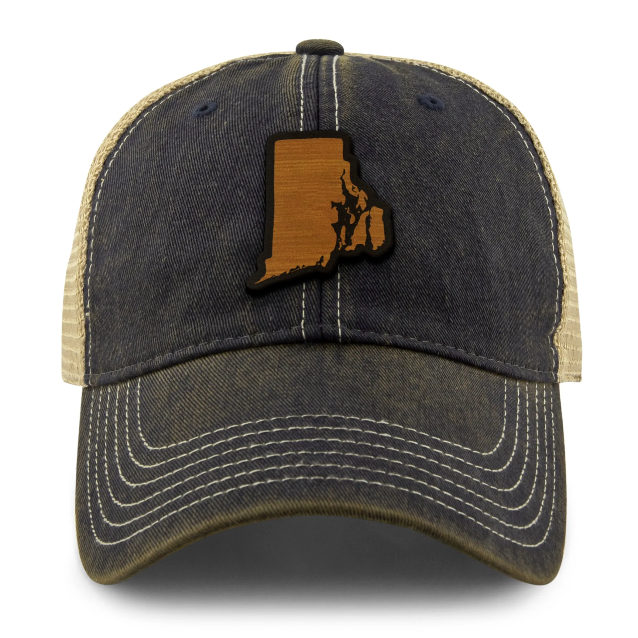 Rhode Island State Wood Grain Patch Dirty Water Trucker