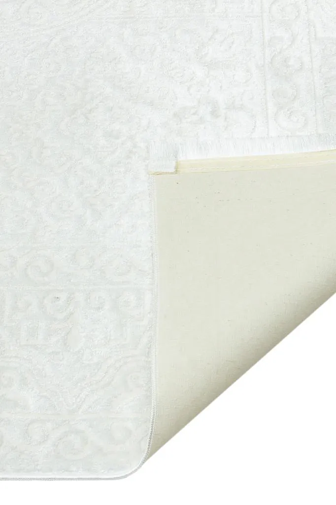 Riena Thin White Kitchen Rug with Washable Non-Slip Base 1121