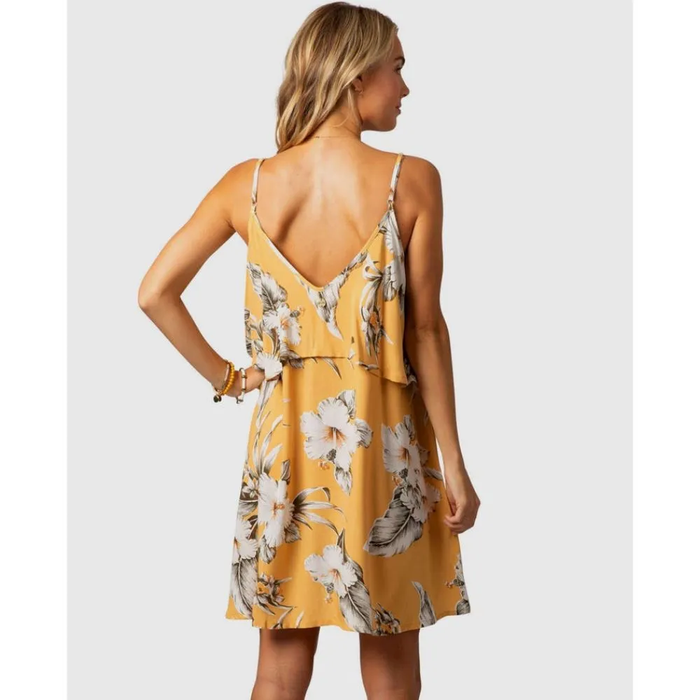 RIP CURL ISLAND TIME DRESS MUSTARD