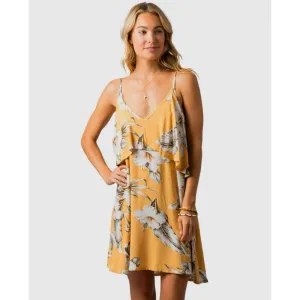 RIP CURL ISLAND TIME DRESS MUSTARD