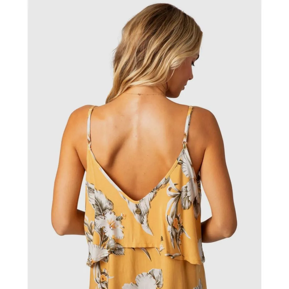 RIP CURL ISLAND TIME DRESS MUSTARD