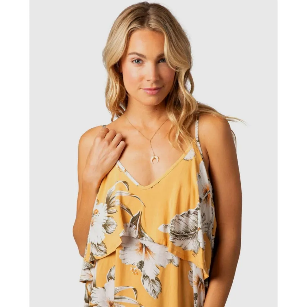 RIP CURL ISLAND TIME DRESS MUSTARD