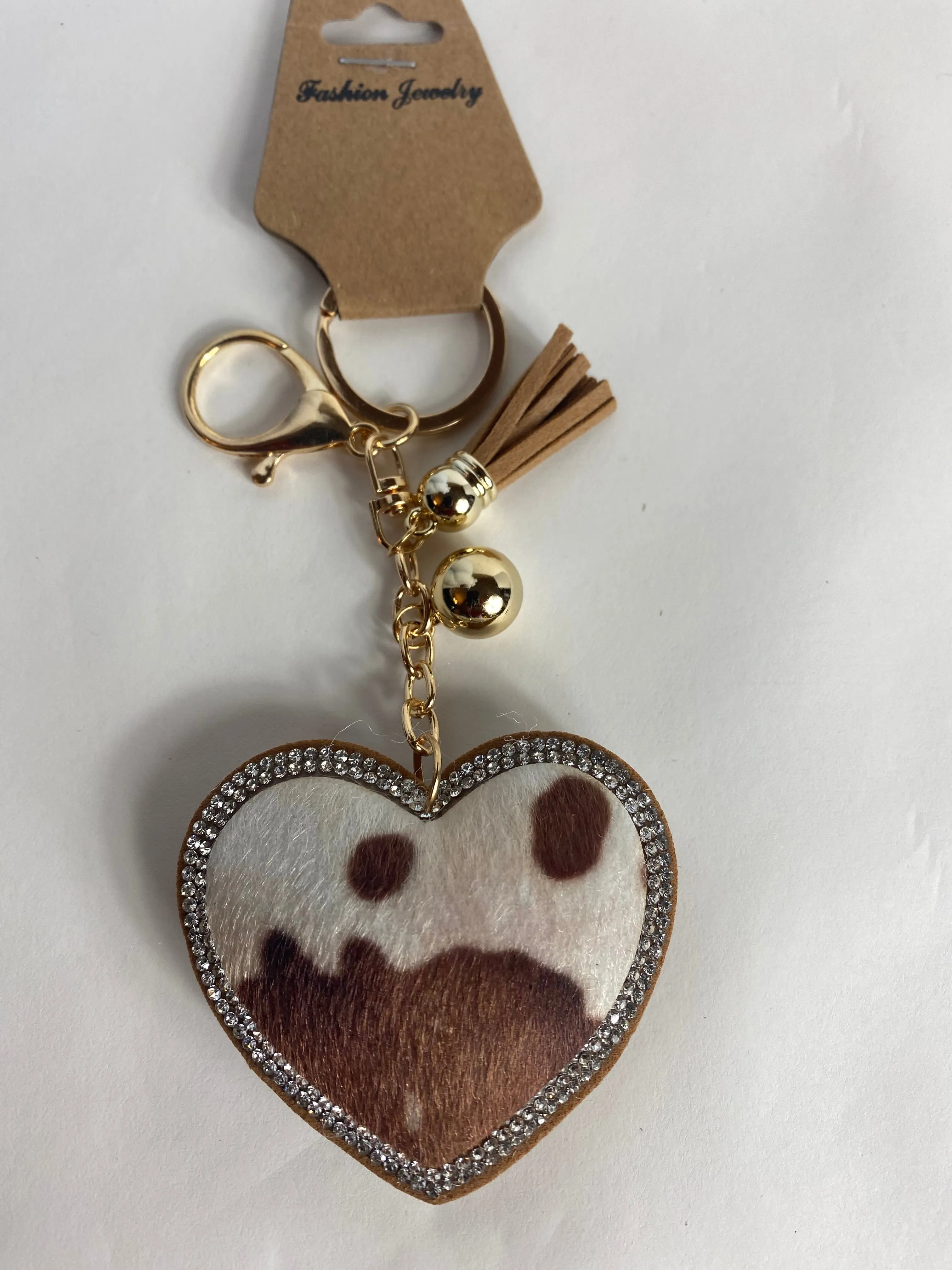 Rodeo Keychain with Rhinestones Design and Fringe Tassel