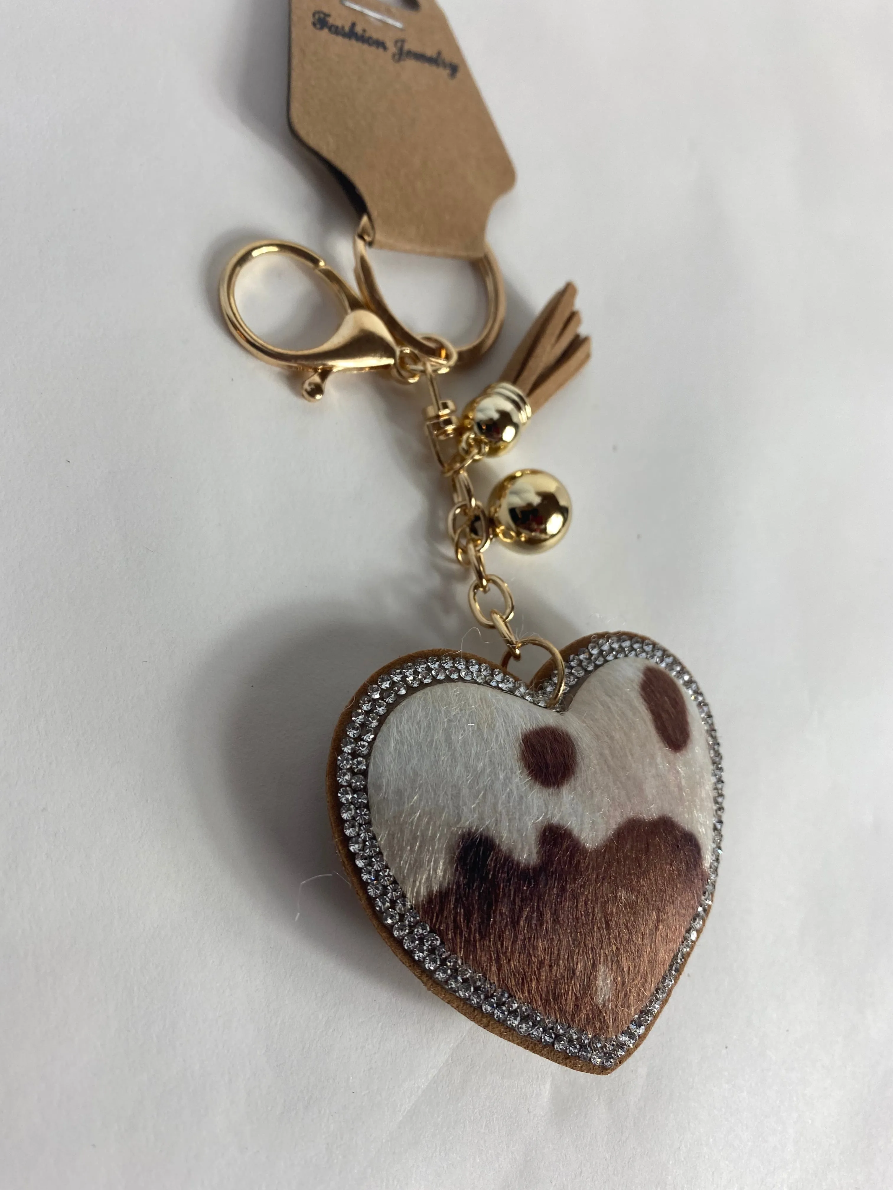 Rodeo Keychain with Rhinestones Design and Fringe Tassel