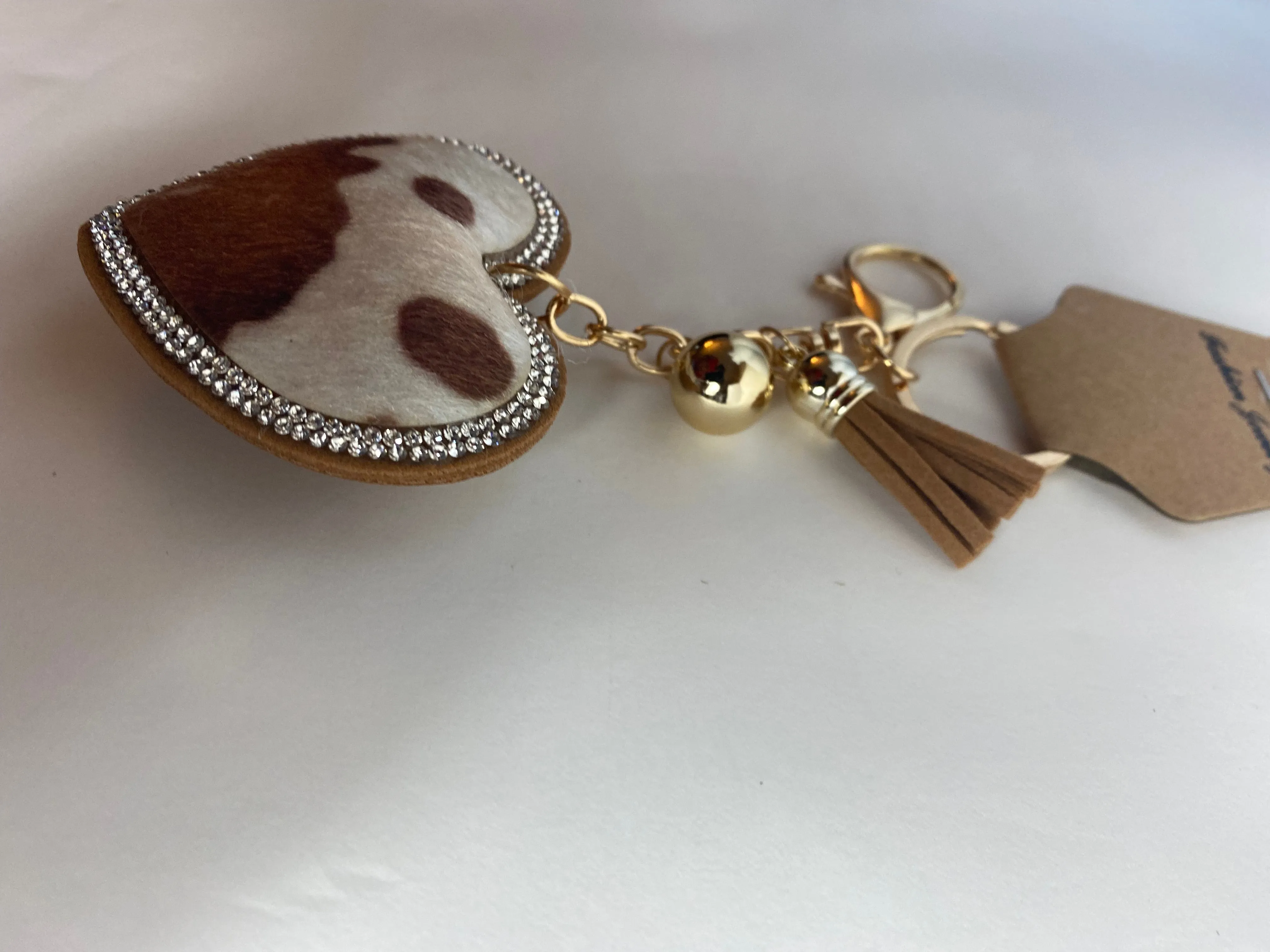 Rodeo Keychain with Rhinestones Design and Fringe Tassel