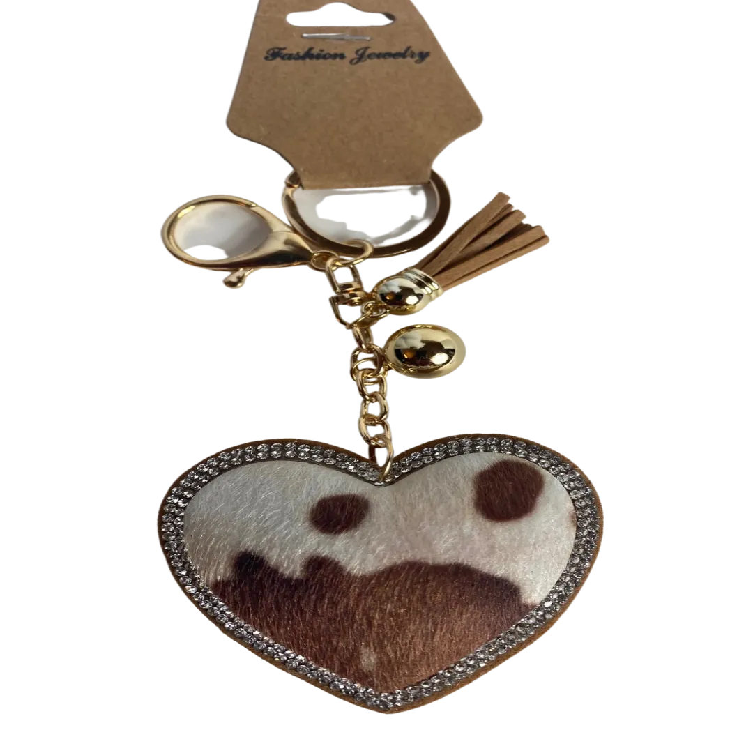 Rodeo Keychain with Rhinestones Design and Fringe Tassel