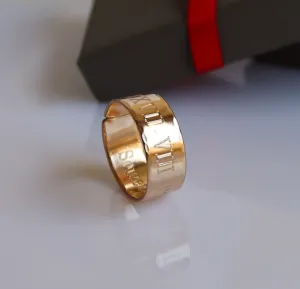 Roman Numeral Date Ring - Anniversary Gift for Men