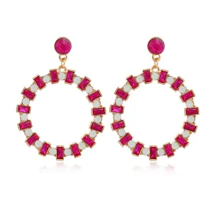 Rose Crystal & Cubic Zirconia Hoop Drop Earrings
