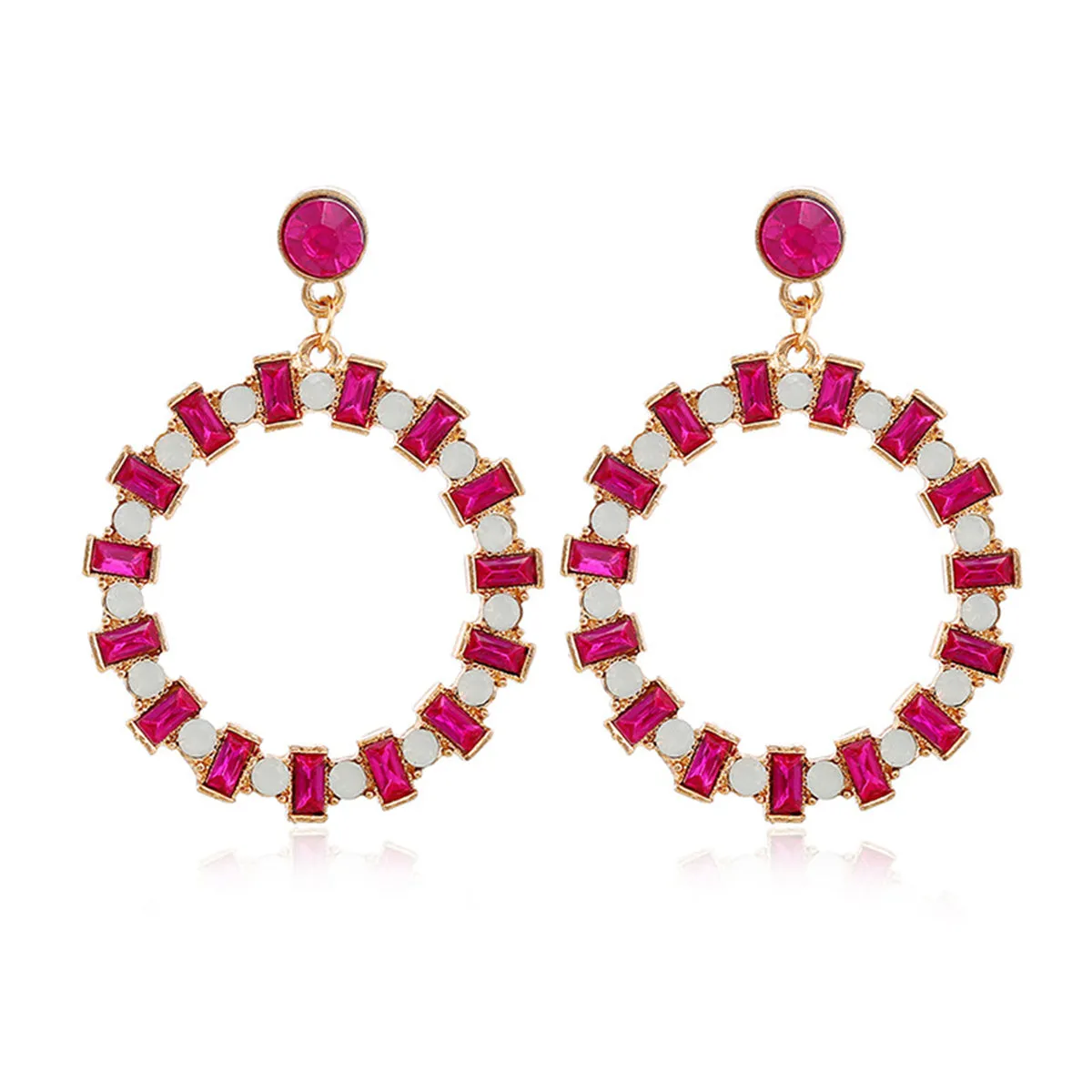 Rose Crystal & Cubic Zirconia Hoop Drop Earrings