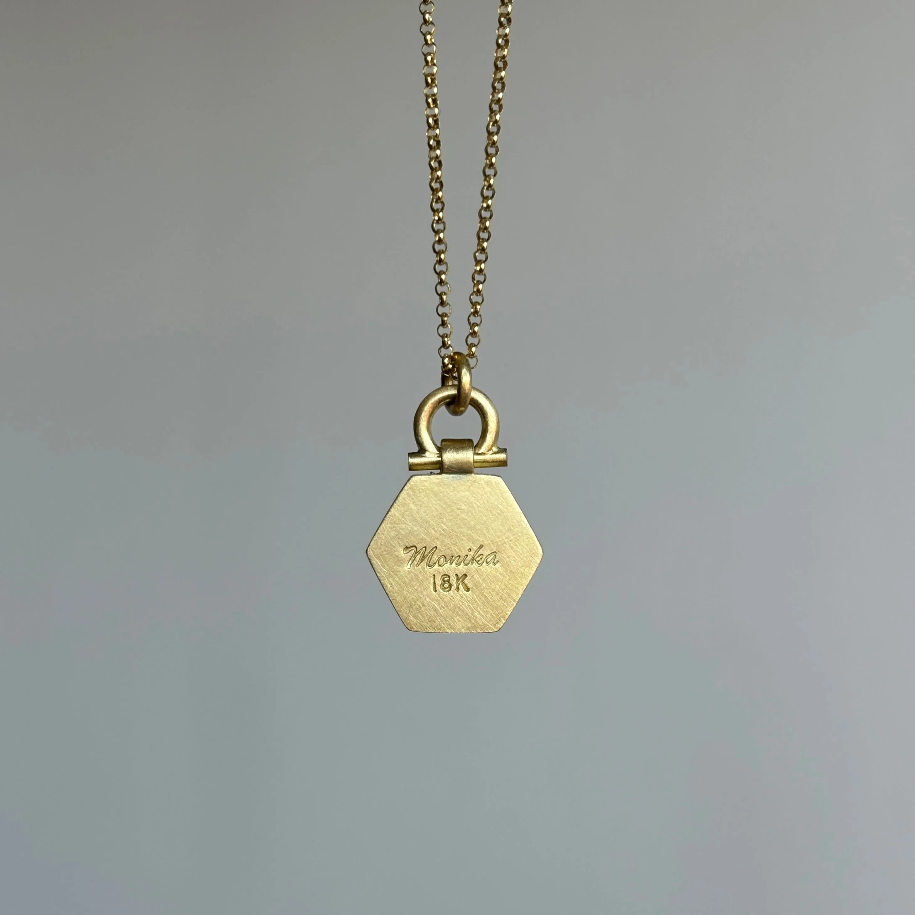 Rose Cut Emerald Hexagon Pendant