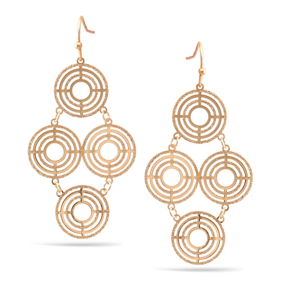 ROSE GOLD MULTI CIRCLE DROP EARRINGS #SWKK-11252RG