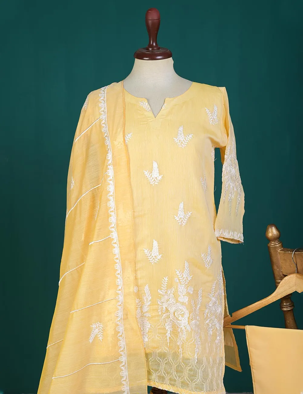 RTW-22-Yellow - Orphalese - 3 Pc Embroidered Paper Cotton