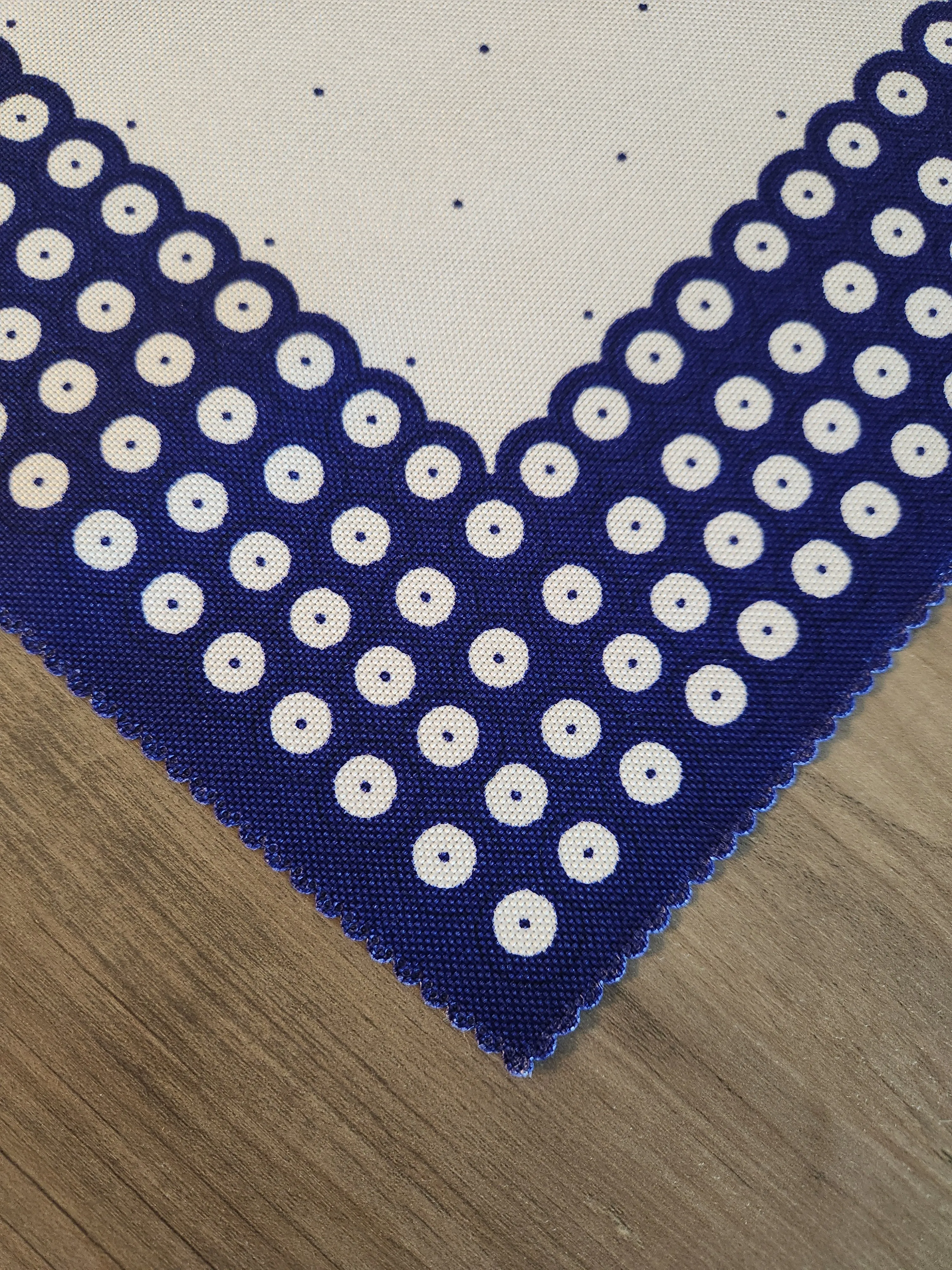 Set of 2 Polish Pottery Blue Dot Placemats with Scalloped Edges