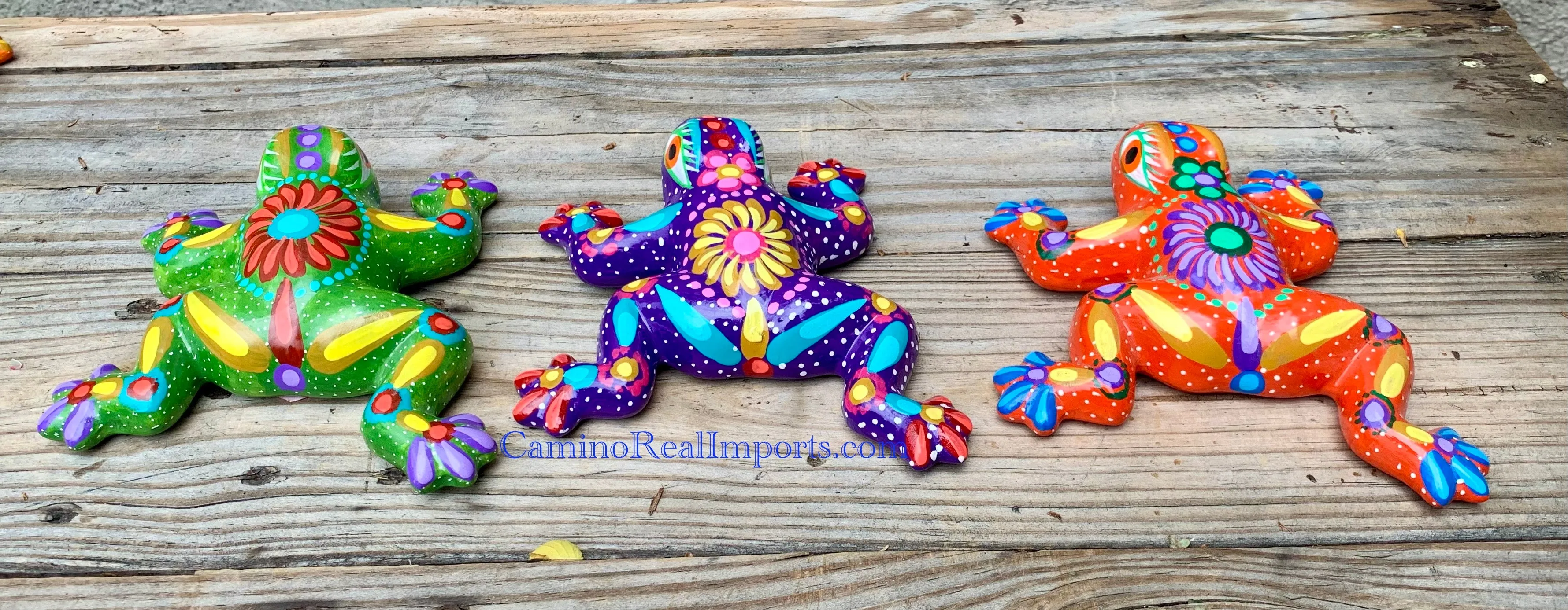 SET OF 3 WALL HANGING MEXICAN TALAVERA POTTERY FROGS ST3TPF003