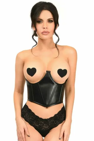 Sexy Black Faux Leather Underwire Cincher Corset