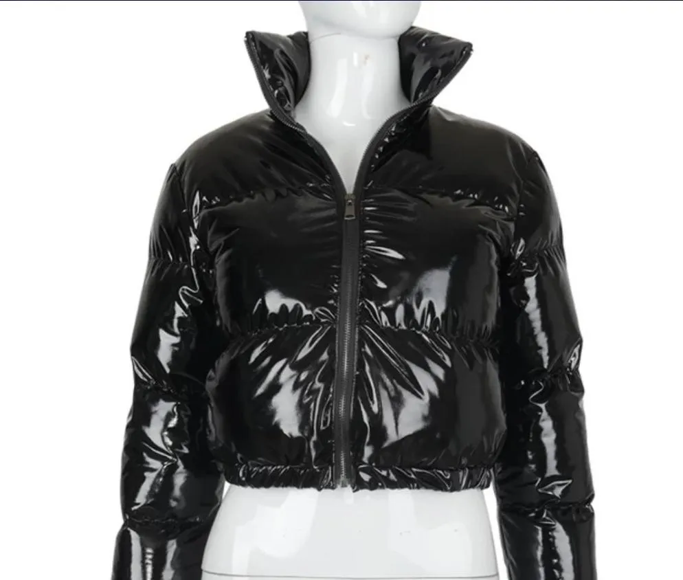 Shiny Metallic Puffer Coat