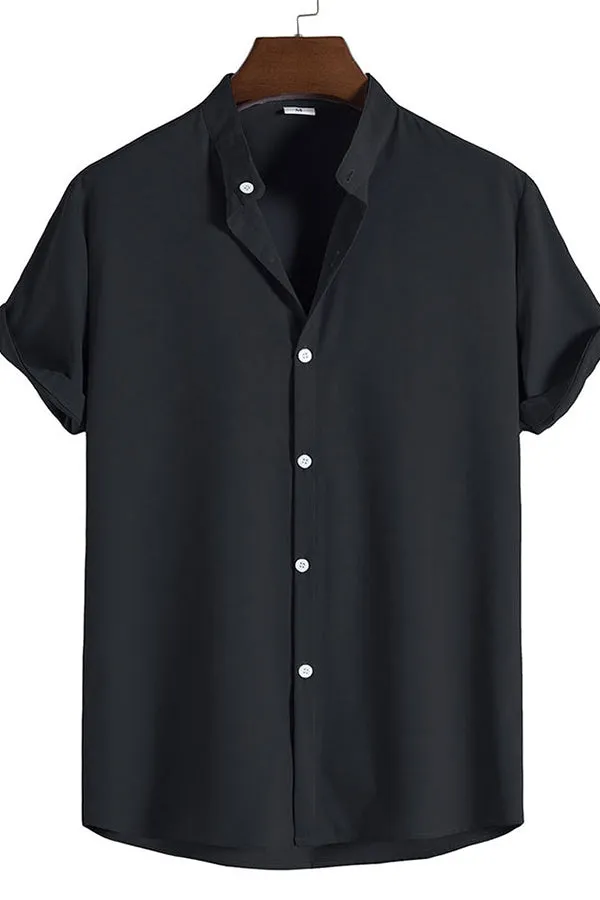 Short Sleeve Stand Collar Shirt