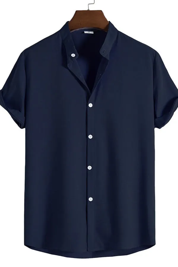 Short Sleeve Stand Collar Shirt