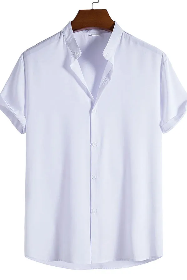 Short Sleeve Stand Collar Shirt