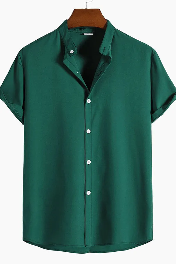 Short Sleeve Stand Collar Shirt