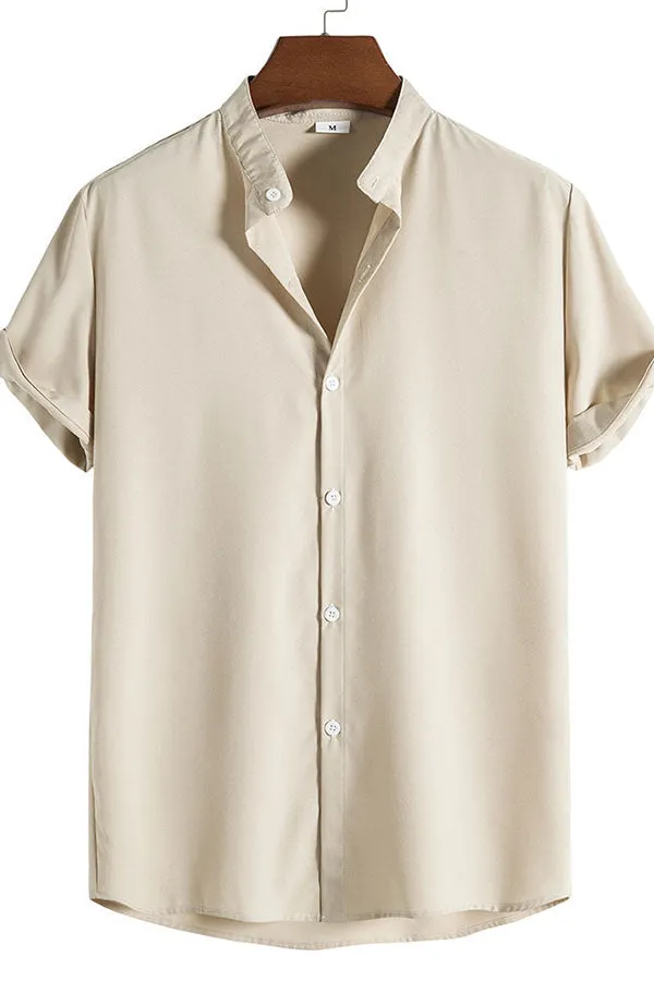 Short Sleeve Stand Collar Shirt