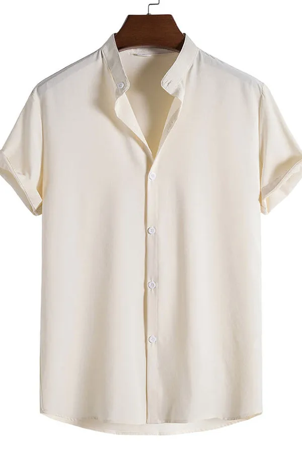 Short Sleeve Stand Collar Shirt