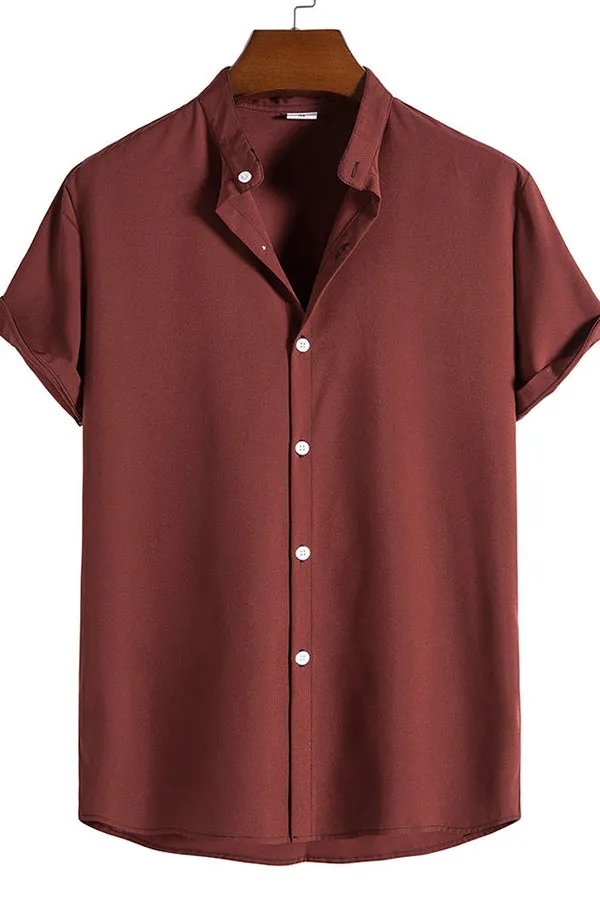 Short Sleeve Stand Collar Shirt