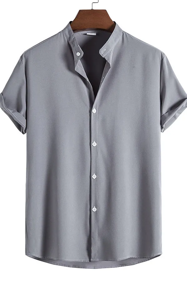Short Sleeve Stand Collar Shirt