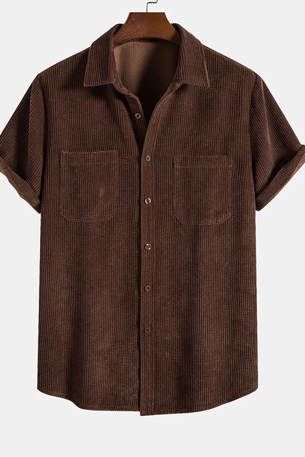 Short Sleeved Corduroy Shirt With Pockets