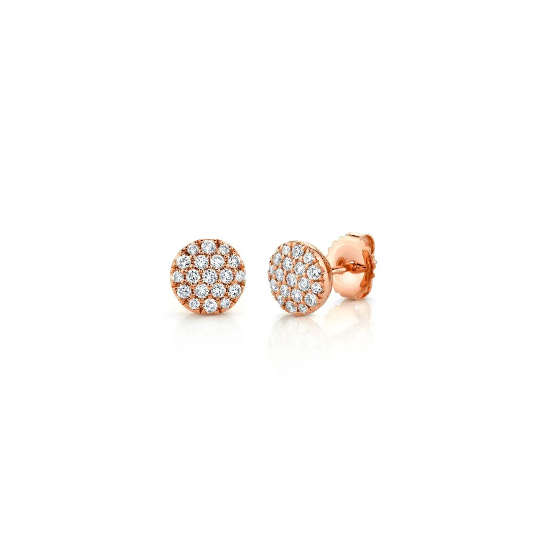 Shy Creation Diamond Pave Circle Stud Earrings