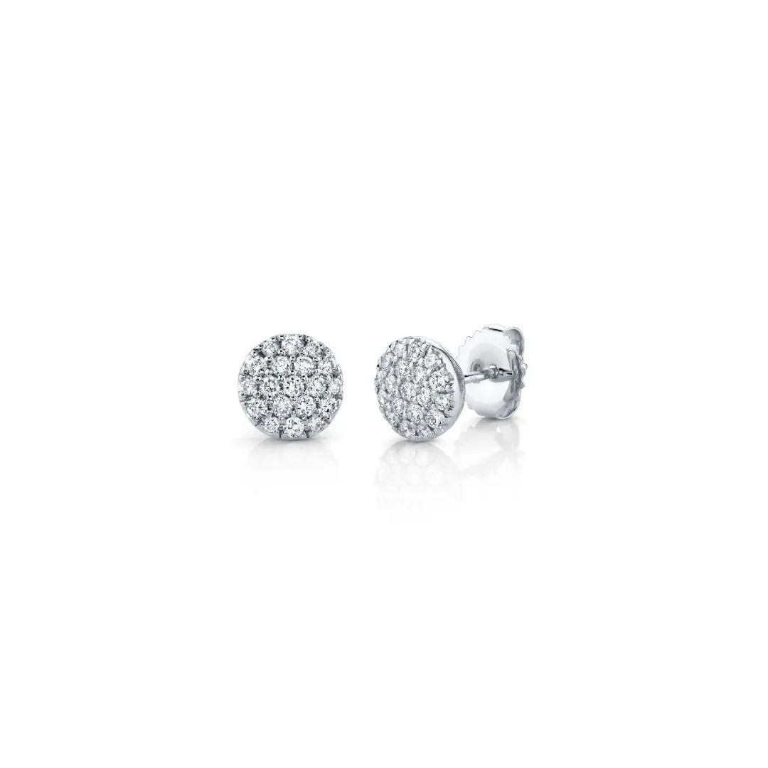 Shy Creation Diamond Pave Circle Stud Earrings
