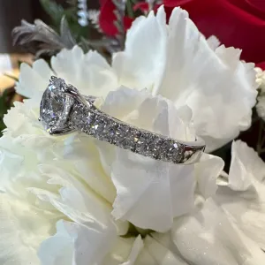 Side Stones Diamond Semi Mount 14K White Gold Engagement Ring