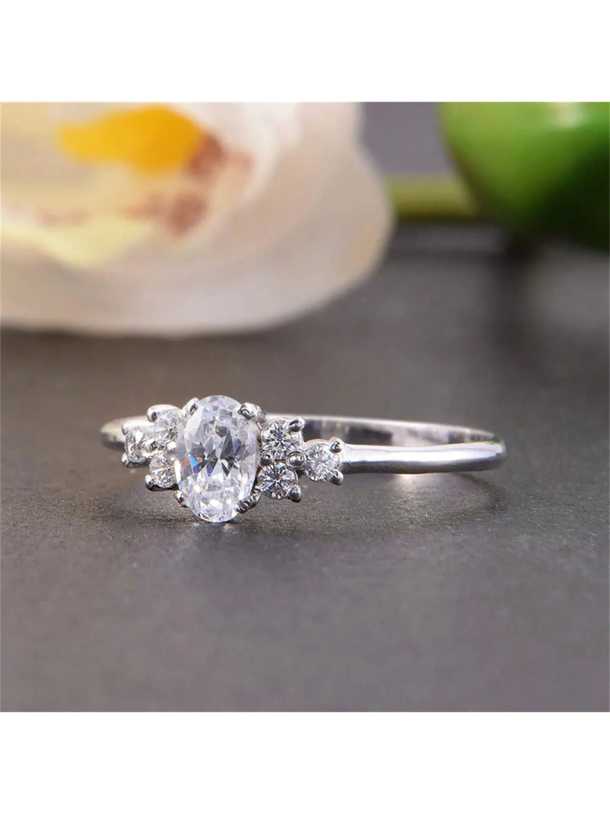 Silver Shiny Zirconia Stone Ring