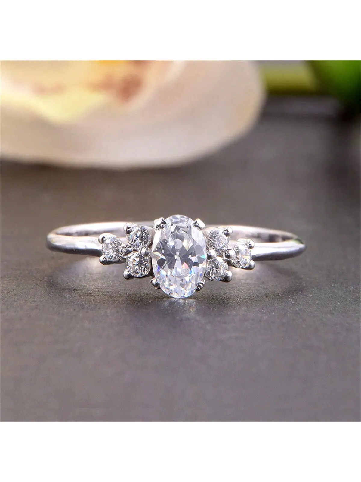 Silver Shiny Zirconia Stone Ring