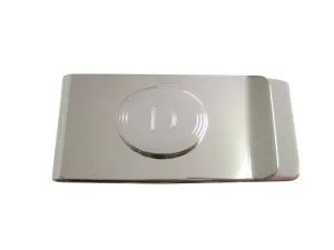 Silver Toned Etched Oval Letter D Monogram Money Clip