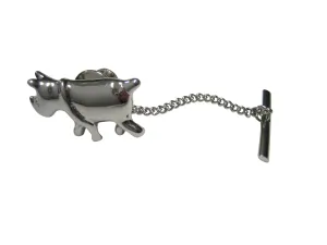 Silver Toned Glossy Rhino Tie Tack