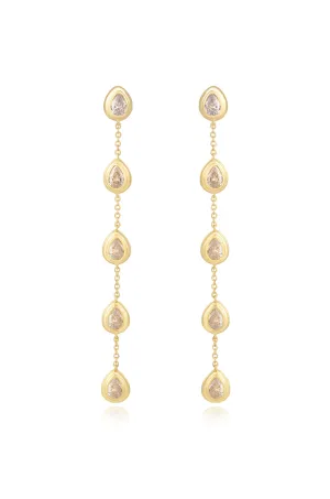 Single File Crystal Dangle Earrings