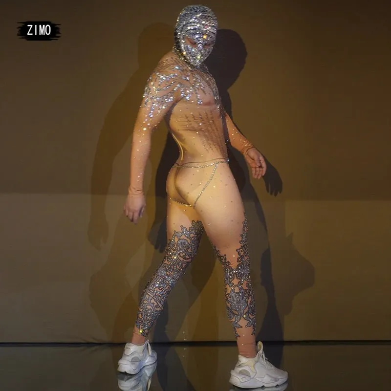 Skintight Bejeweled Bodysuit