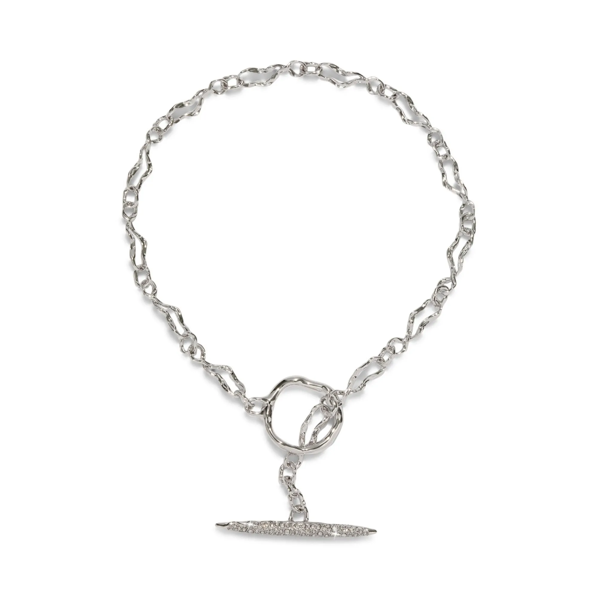 Solanales Gold Crystal Toggle Necklace - Silver