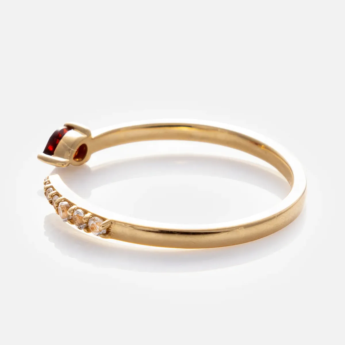 Solid Gold Garnet and Sapphire Open Front Band