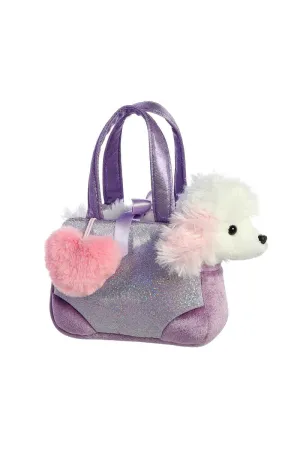 Sparkly Purple Purse with Plush Poodle