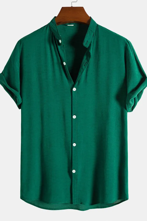Stand Collar Solid Shirts