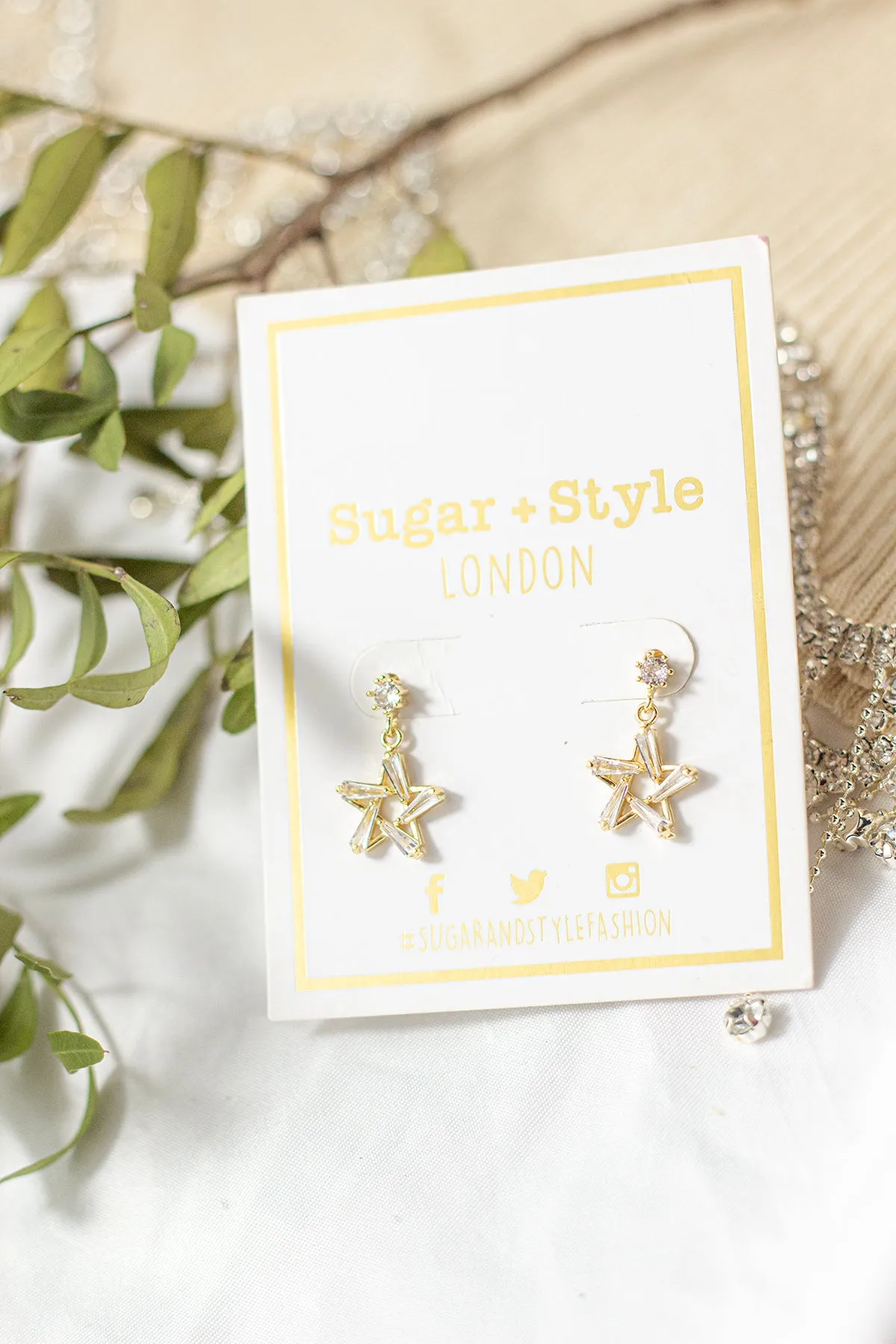 Star Gem Dangle Earrings