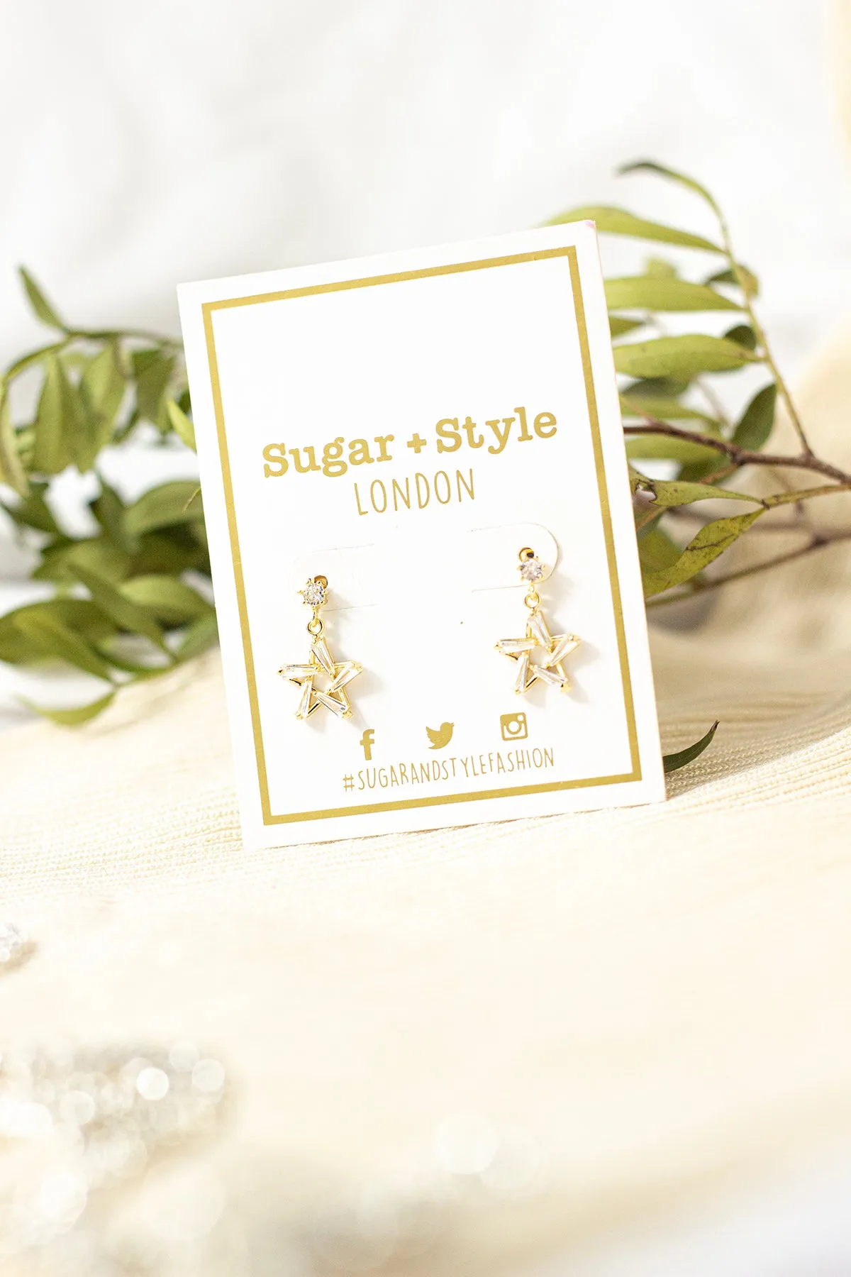 Star Gem Dangle Earrings